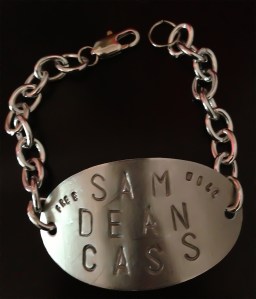 Team Free Will Sam Dean Cass Hand Stamped Oval Bracelet