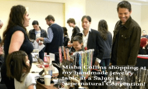 Misha Collins shopping around at my table at a Salute to Supernatural convention!