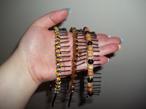 Some of Carrie's handmade beaded headbands - I think she needs to continue to do this.  She's amazing!!  Carrie!!! Etsy is calling you!!!