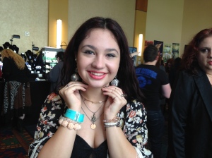 Shanaya - a remarkable young woman!  She's wearing my Dean tribute earrings (One reads "Awesome" , the other reads, "Pie"