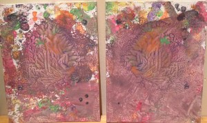 A piece made by two artists who decided to smudge their paintings together to make one cohesive piece